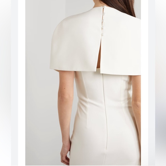 SAFIYAA Flora cape-effect crepe midi dress size 2 NWT - Picture 3 of 11